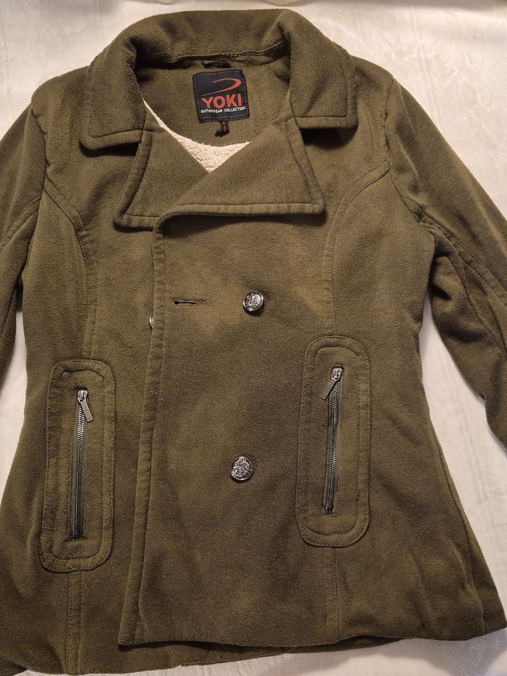 Yoki Women's Olive Green Peacoat Jacket - Picture 2 of 10